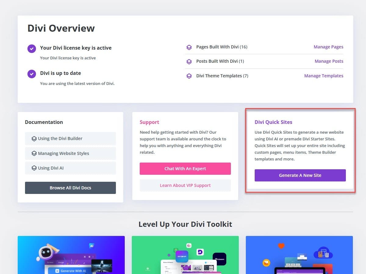 Divi Quick Sites