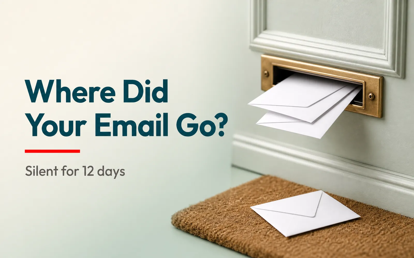 Light Airy Title Card with Brass Mail Slot and Envelopes on Doormat